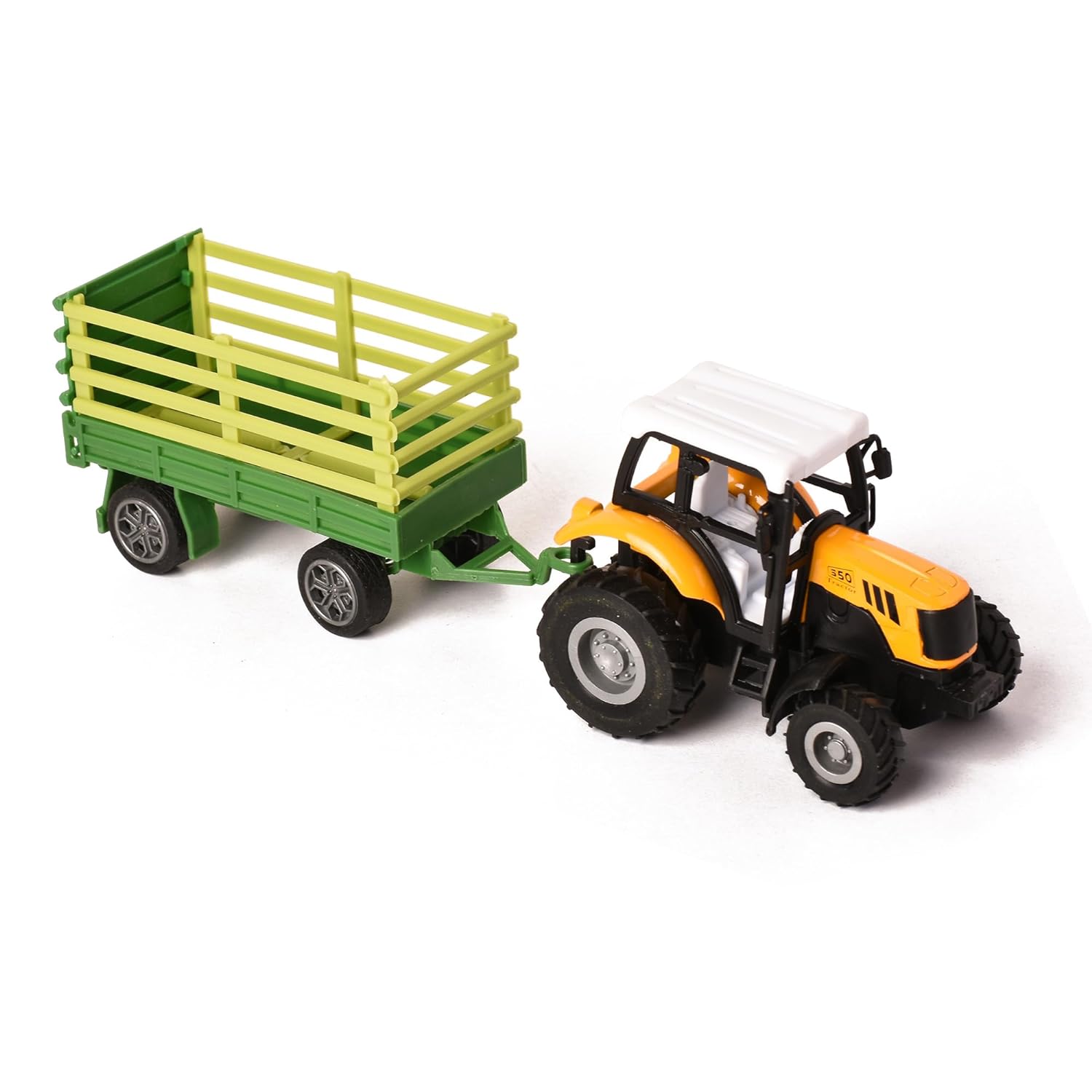 Braintastic Pull Back Inertia Vehicles Farm Tractor with Trolley Truck Agriculture Farm Friction Power Toy for Kids Age 3+ Years Design