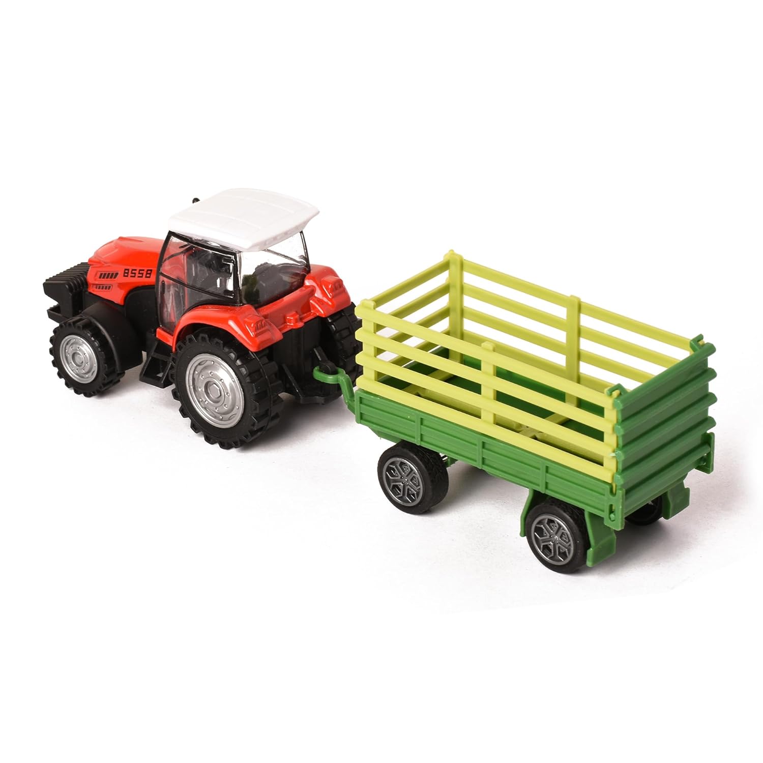Braintastic Pull Back Inertia Vehicles Farm Tractor with Trolley Truck Agriculture Farm Friction Power Toy for Kids Age 3+ Years Design