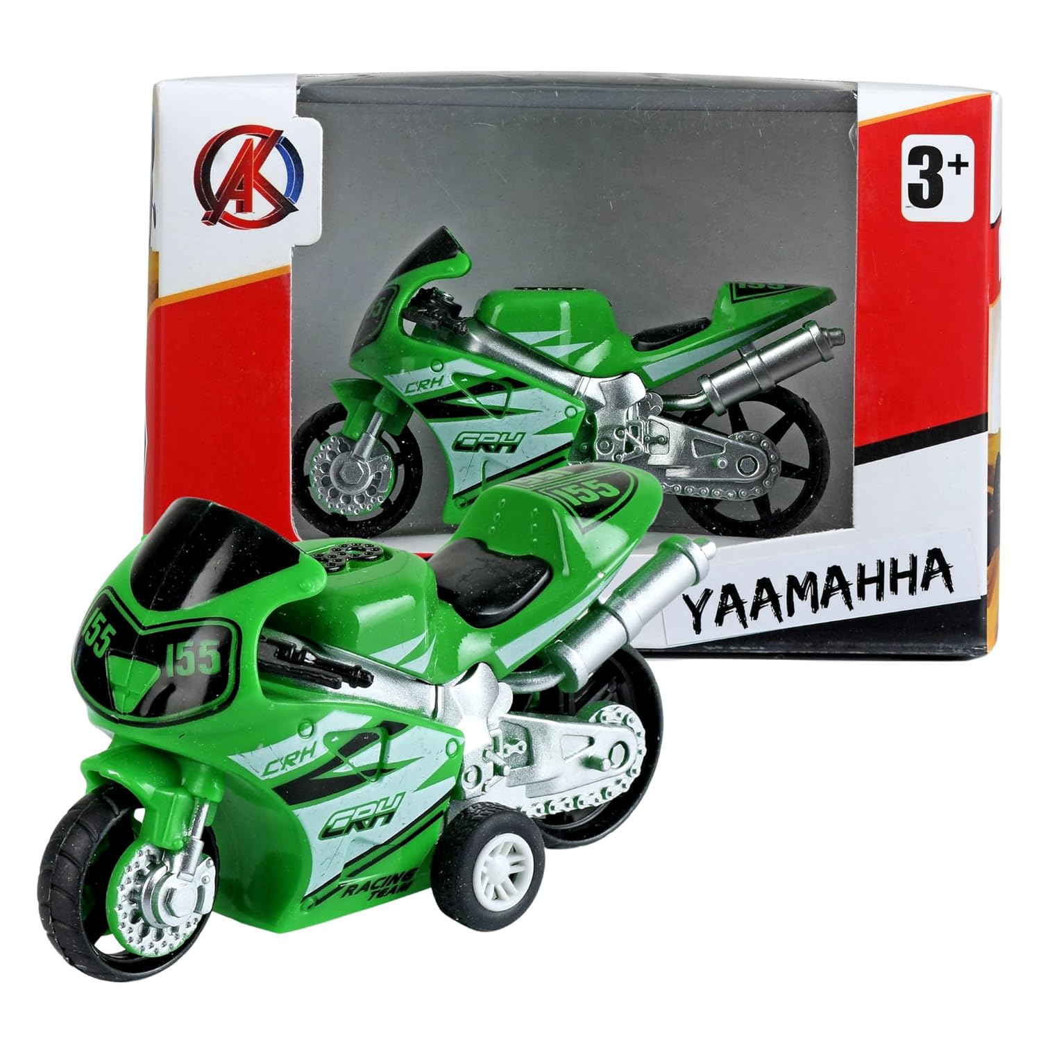 Braintastic Model Diecast Metal Bike Toy Vehicle Pull Back Friction Toys For Kids Age 3+ Years, Green