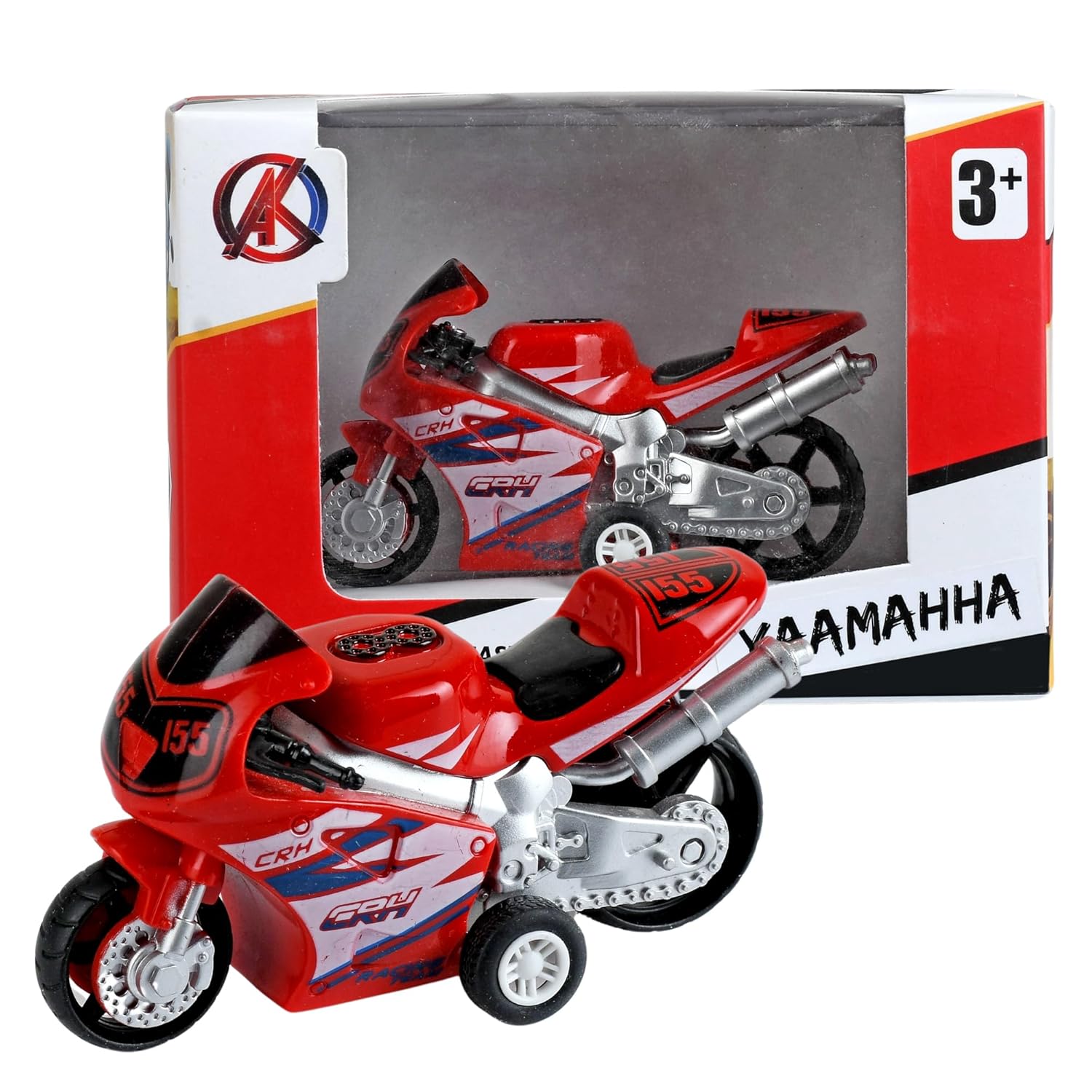 Braintastic Model Diecast Metal Bike Toy Vehicle Pull Back Friction Toys For Kids Age 3+ Years, Red