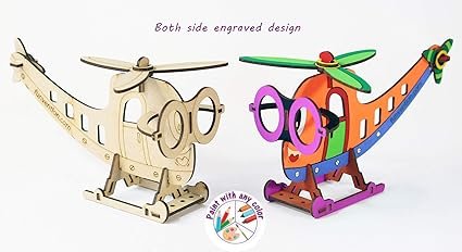 Funvention Helicopter - 3D Coloring Model (Pack of 12) - DIY Desk Organizer Pen Stand - STEM Leanring 3D Puzzle Toy -Art, Coloring and Painting Kit for Kids -Birthday Return Gift, Kids Party Pack
