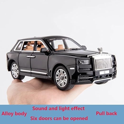 Braintastic 1:32 Diecast Rolls Royce Alloy Metal Pull Back Die-Cast Carwith Sound Light for Kids Best Gifts Toys for Kids Boys (Rolls Royce Black)