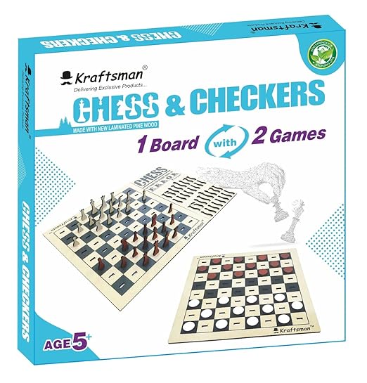 Kraftsman Wooden Chess & Checkers Board Game Combo | One Board 2 Games