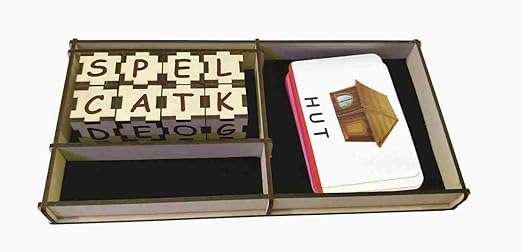 Braintastic Wooden Spell Tutor Spelling Learning & Educational Game Toy with Flash Cards for Kids