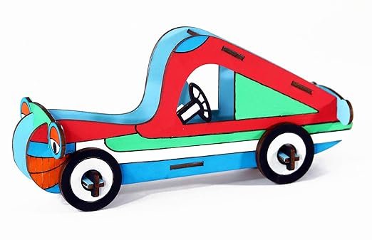Funvention Car - 3D Coloring Model (Pack of 24) - DIY Desk Organizer Pen Stand - STEM Leanring 3D Puzzle Toy - Art, Coloring and Painting Kit for Kids - Birthday Return Gift,DIY Party Pack for Kids