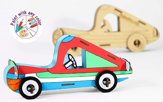Roll over image to zoom in Funvention Car - 3D Coloring Model - DIY Desk Organizer Pen Stand - STEM Leanring 3D Puzzle Toy - Art, Coloring and Painting Kit for Kids - Birthday Return Gift,3D Mechanical Do IT Yourself Toy