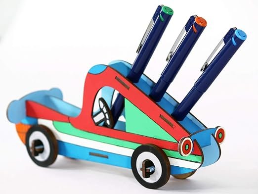 Roll over image to zoom in Funvention Car - 3D Coloring Model - DIY Desk Organizer Pen Stand - STEM Leanring 3D Puzzle Toy - Art, Coloring and Painting Kit for Kids - Birthday Return Gift,3D Mechanical Do IT Yourself Toy