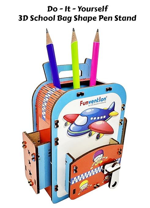 Funvention Paper Airplane Diy Pen Stand 3D Puzzle Model Desk Organizer Birthday Return Gifts Pack For 4+ Years Kids Art And Craft (Pack Of 6)