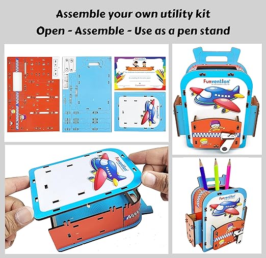 Funvention Paper Airplane Diy Pen Stand 3D Puzzle Model Desk Organizer Birthday Return Gifts Pack For 4+ Years Kids Art And Craft (Pack Of 6)