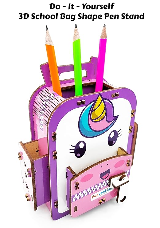 Funvention (Pack of 12) Unicorn DIY Pen Stand 3D Puzzle Birthday Return Gifts Pack for 4+ Years Kids Art and Craft