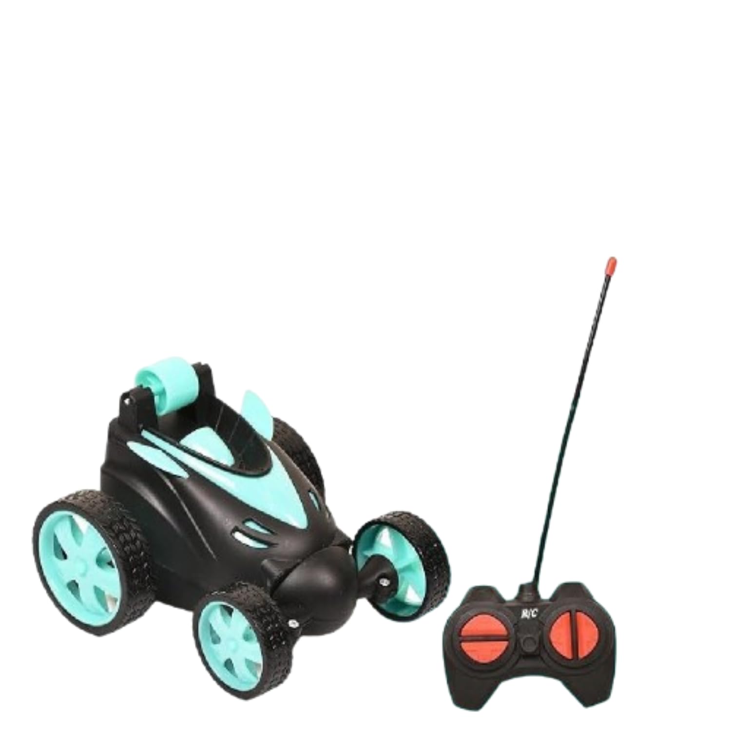 Braintastic Rechargeable 360° Rotating & Rolling Mini Stunt Car with USB Cable & Remote Controller, Dacing, Acrobatic Spiral Spin Music Toy for Kids (Blue)