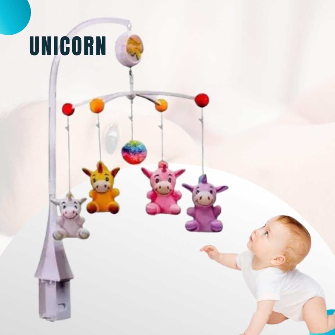 Braintastic Musical Baby Cot Mobile Hanger for Bed Jhumar/Cradle/Cot Automatic Rotating Toy|Soft Soothing Sound| Pleasant Baby Shower Gift| Develops Baby's Senses of Sound & visuals|0-2 yrs(Unicorn)