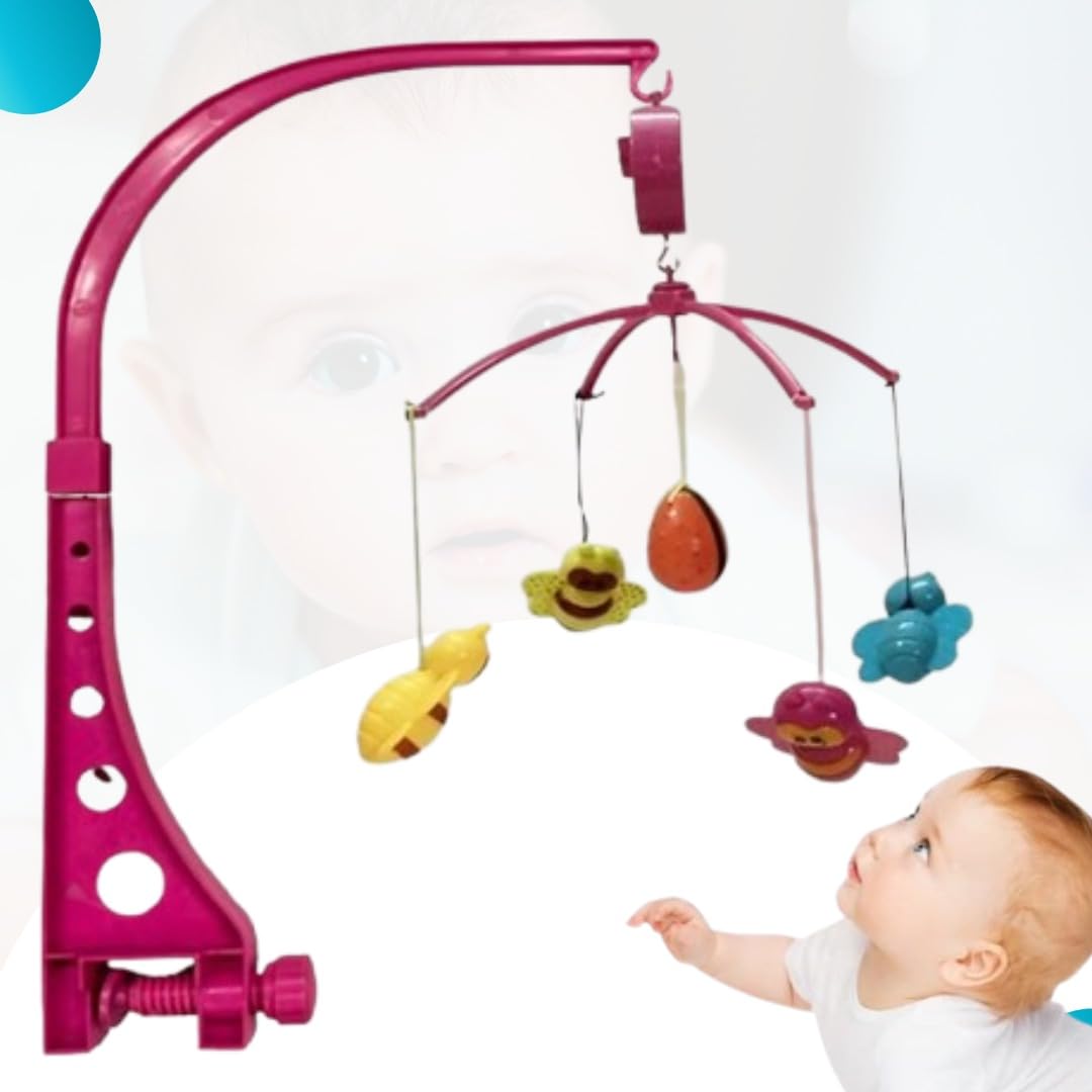 Braintastic Musical Wind-up Cot Mobile Ring with Hanging Butterflies thme Rotating with Soft Soothing for 0-2 yrs Babies