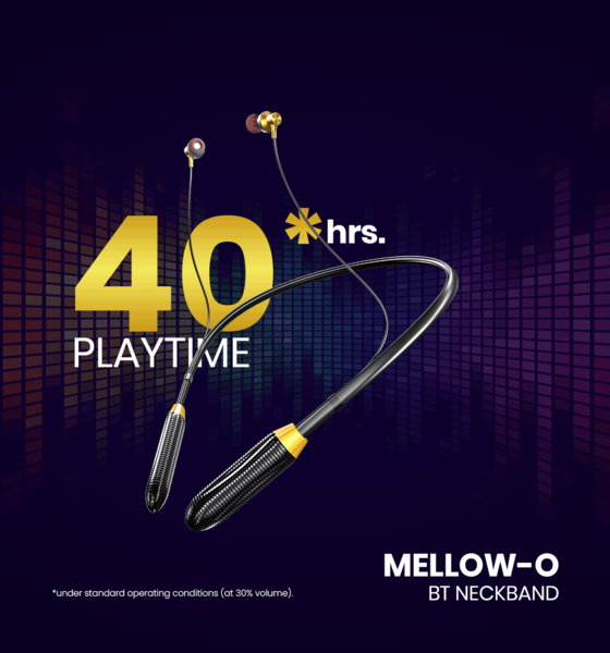 Swiss Military Mellow O Neckband with Upto 40 Hour Playtime - Dynamic Bass, Bluetooth Version 5.0, 10-meter Transmission Range, Soft In Ear Design, Type-C Charging , Supports Google Voice & Siri (Gold)