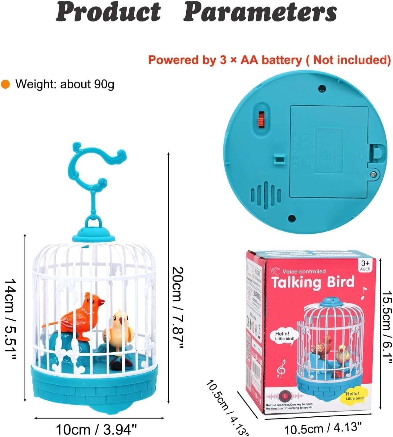 Braintastic Interactive Talking, Singing & Chirping Bird in The Birdcage, Repeat What You say, Gifts for Babies, Kids & Children (Dispatch Multicolor)