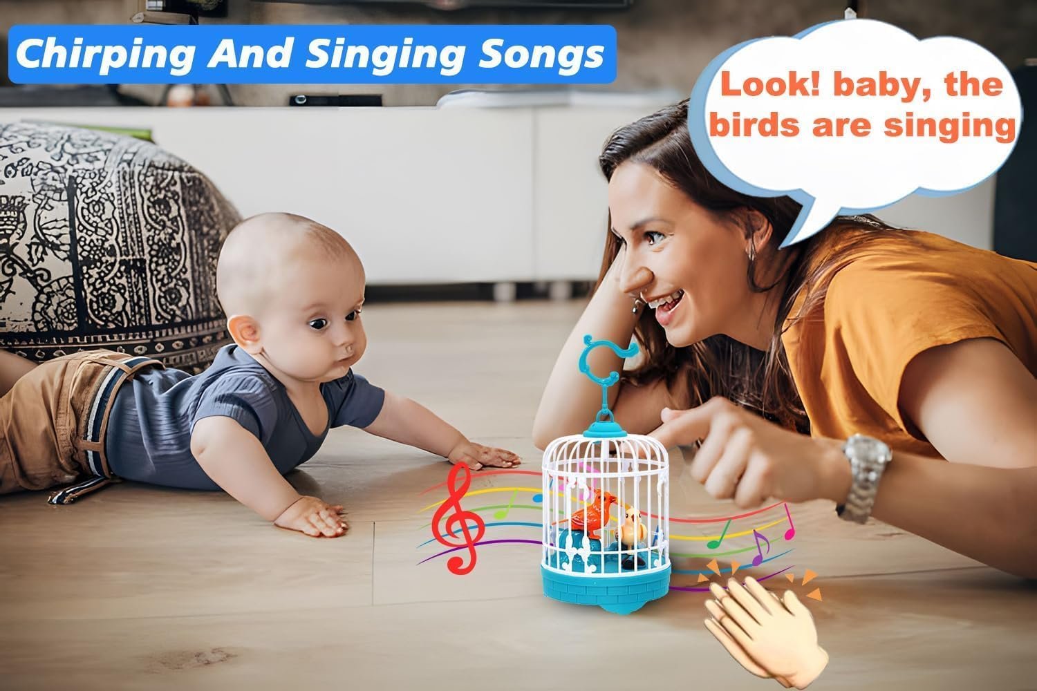 Braintastic Interactive Talking, Singing & Chirping Bird in The Birdcage, Repeat What You say, Gifts for Babies, Kids & Children (Dispatch Multicolor)