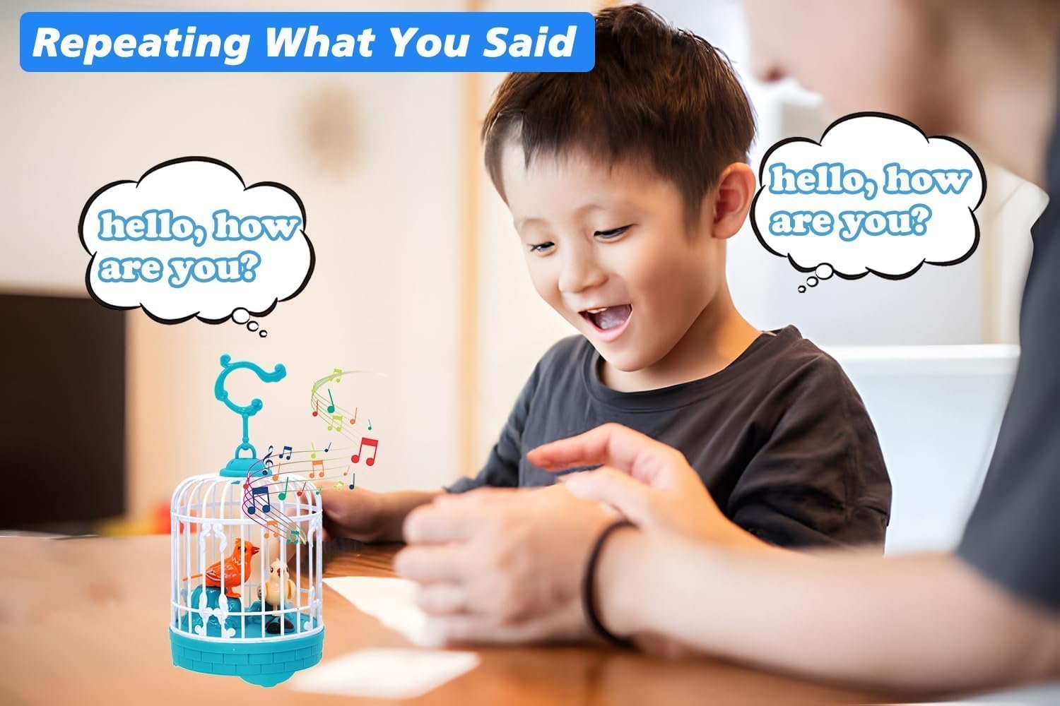 Braintastic Interactive Talking, Singing & Chirping Bird in The Birdcage, Repeat What You say, Gifts for Babies, Kids & Children (Dispatch Multicolor)