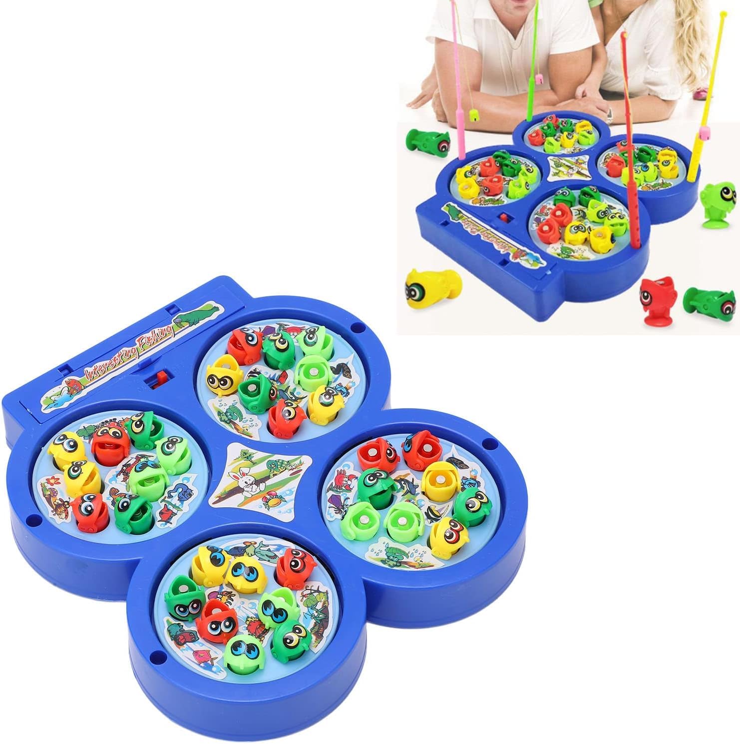 Braintastic Smart Fishing Magnetic Fish Catching Game, 32 Pieces, 4 Rotating Ponds with Music, Ages 5+