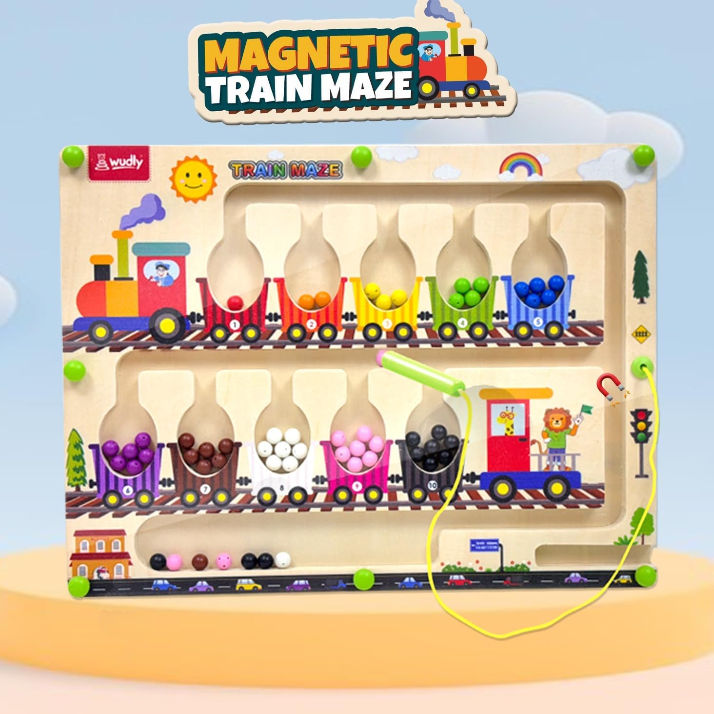 Braintastic Montessori Magnetic Color and Number Maze Board Puzzle Toy,Learning and Educational Birthday Gifts for Toddlers (Train Maze)Braintastic Montessori Magnetic Color and Number Maze Board Puzzle Toy,Learning and Educational Birthday Gifts for Todd