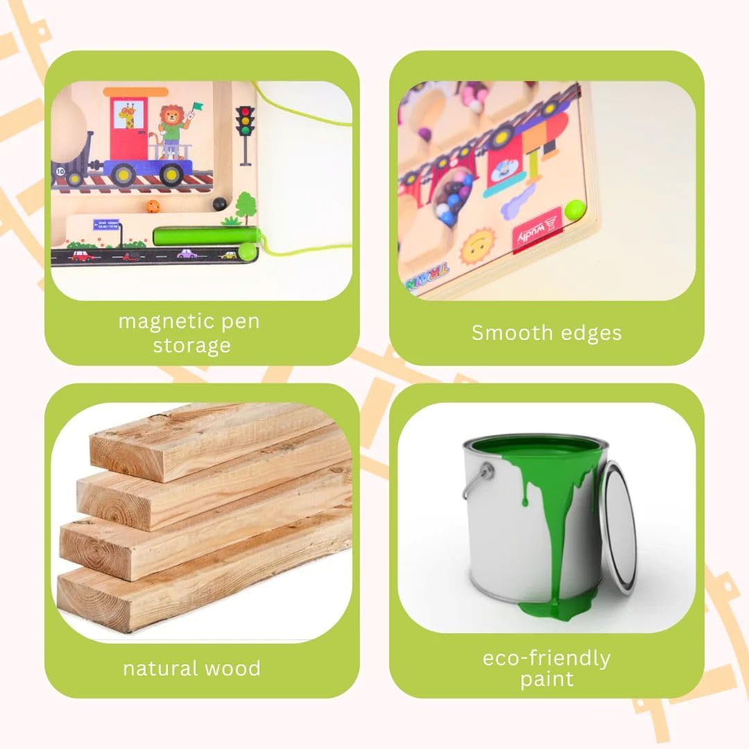 Braintastic Montessori Magnetic Color and Number Maze Board Puzzle Toy,Learning and Educational Birthday Gifts for Toddlers (Train Maze)Braintastic Montessori Magnetic Color and Number Maze Board Puzzle Toy,Learning and Educational Birthday Gifts for Todd