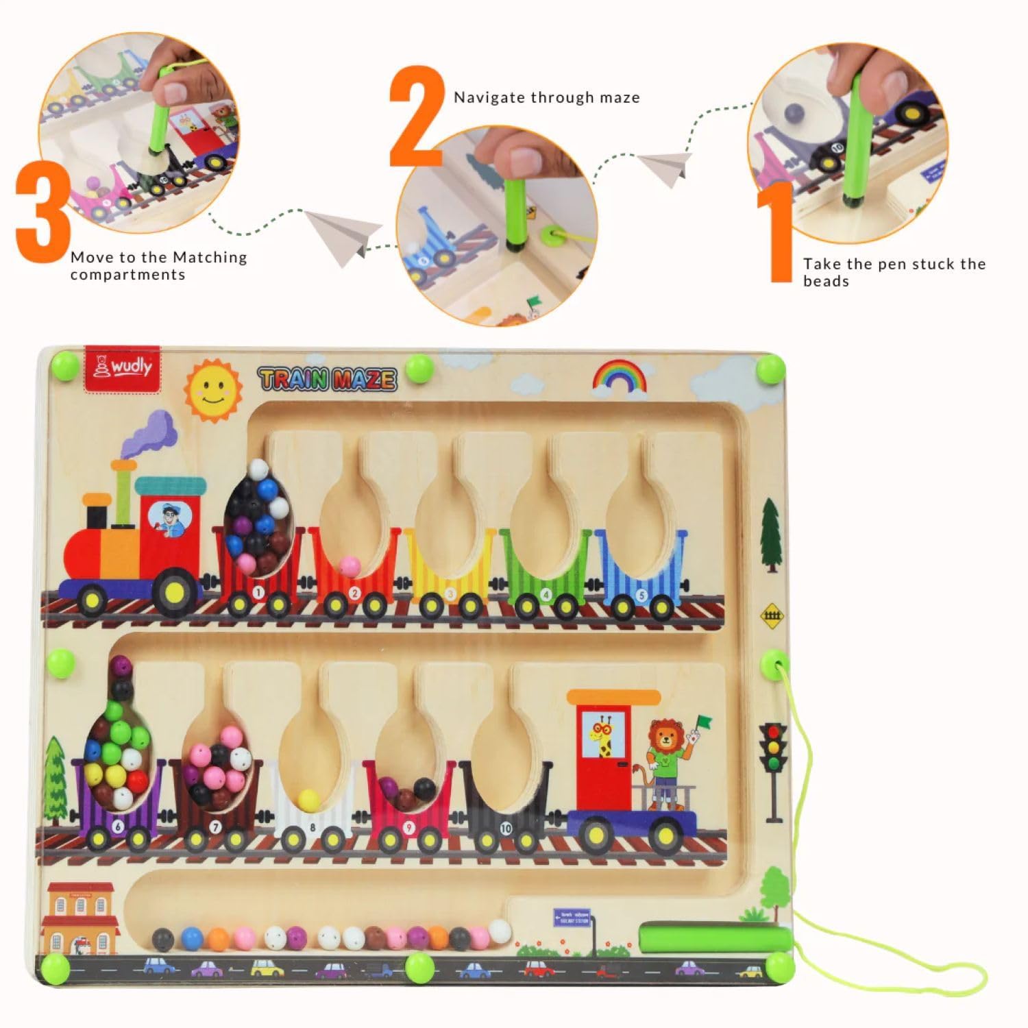 Braintastic Montessori Magnetic Color and Number Maze Board Puzzle Toy,Learning and Educational Birthday Gifts for Toddlers (Train Maze)Braintastic Montessori Magnetic Color and Number Maze Board Puzzle Toy,Learning and Educational Birthday Gifts for Todd