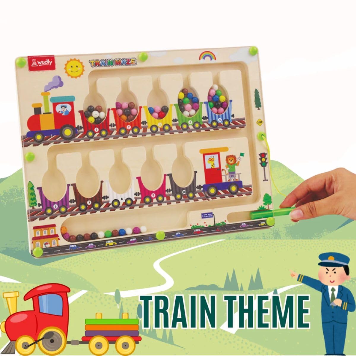 Braintastic Montessori Magnetic Color and Number Maze Board Puzzle Toy,Learning and Educational Birthday Gifts for Toddlers (Train Maze)Braintastic Montessori Magnetic Color and Number Maze Board Puzzle Toy,Learning and Educational Birthday Gifts for Todd