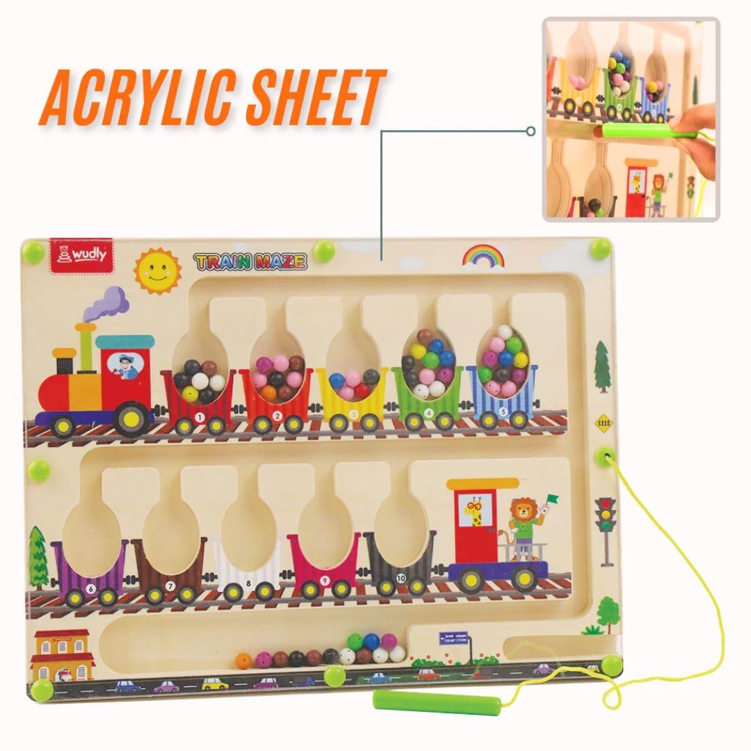 Braintastic Montessori Magnetic Color and Number Maze Board Puzzle Toy,Learning and Educational Birthday Gifts for Toddlers (Train Maze)Braintastic Montessori Magnetic Color and Number Maze Board Puzzle Toy,Learning and Educational Birthday Gifts for Todd