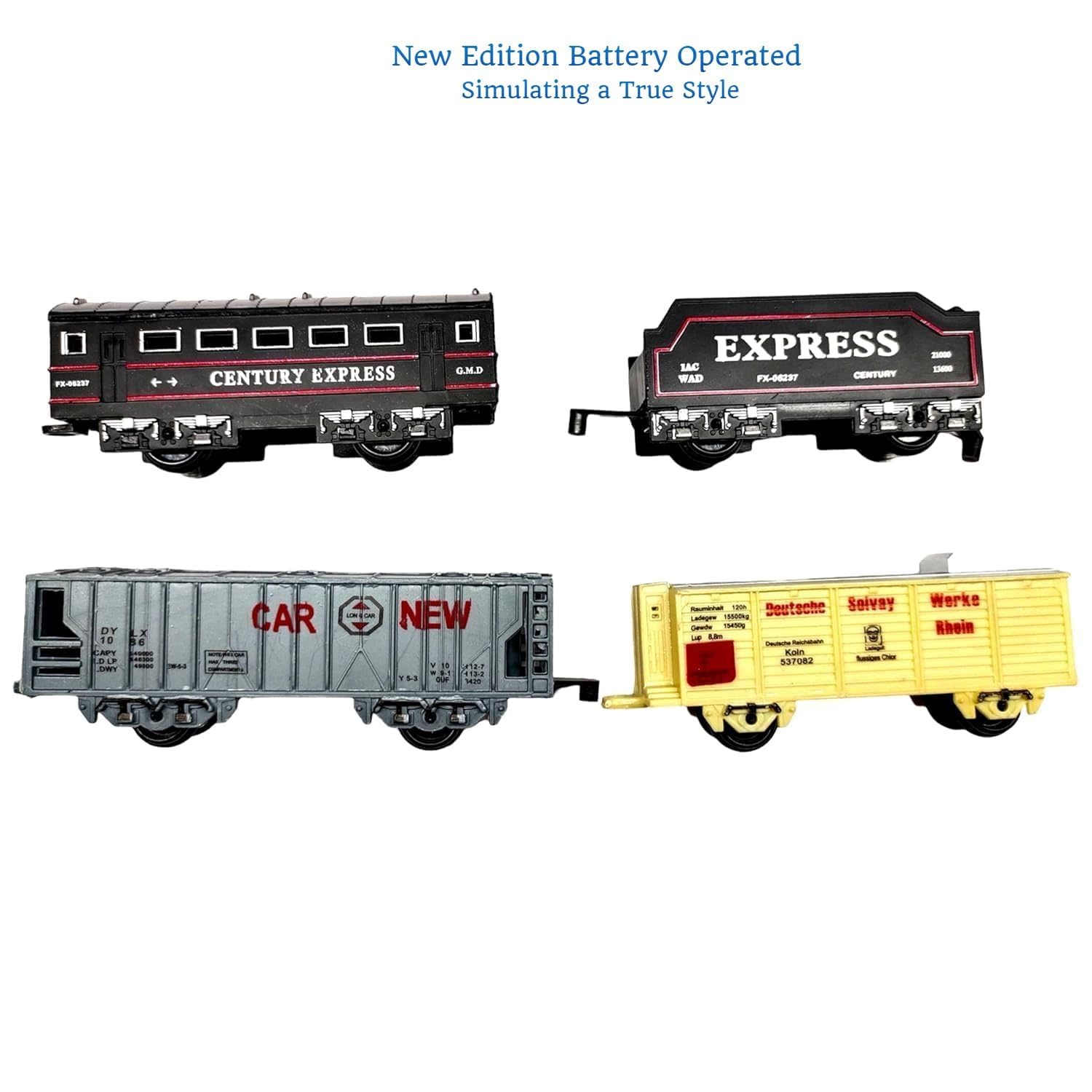 Braintastic Battery Operated Toy Train Set with Engine, 1 Locomotive,14 Sets of Tracks,1 Boxer and1 Passenger Car Railway-19 Pcs, Medium Size with Headlight