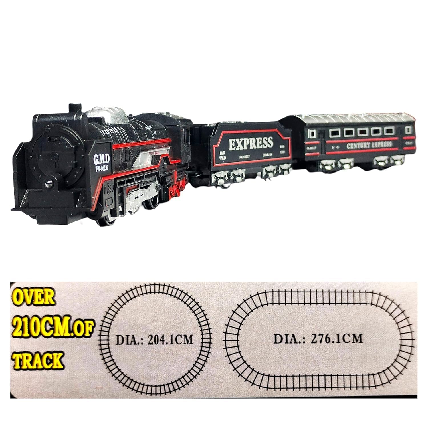 Braintastic Battery Operated Toy Train Set with Engine, 1 Locomotive,14 Sets of Tracks,1 Boxer and1 Passenger Car Railway-19 Pcs, Medium Size with Headlight