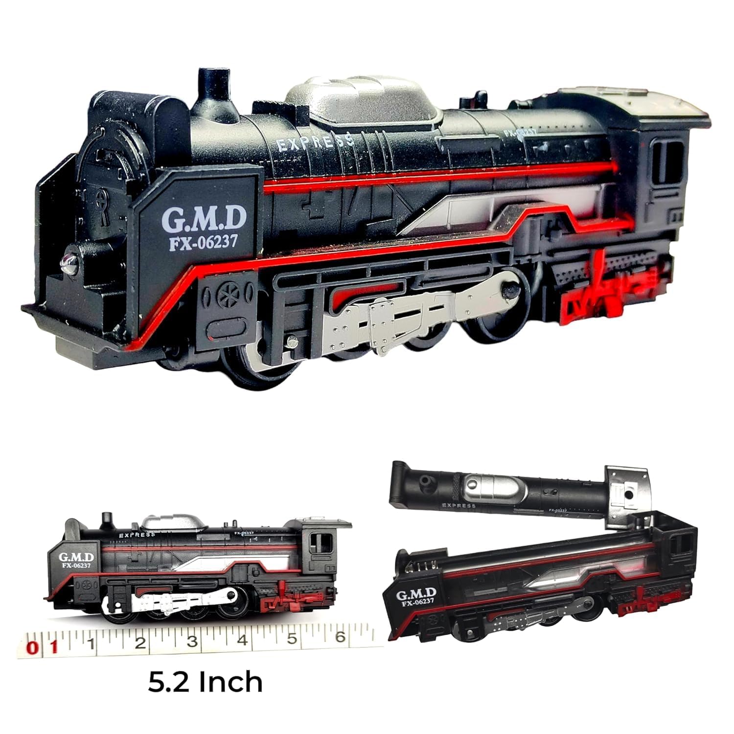 Braintastic Battery Operated Toy Train Set with Engine, 1 Locomotive,14 Sets of Tracks,1 Boxer and1 Passenger Car Railway-19 Pcs, Medium Size with Headlight