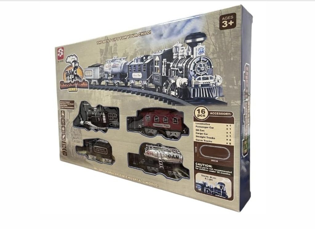 Braintastic Train Toy Set with Real Smokes, Lights from Locomotive and Emulation Trian Sounds for 3 Years & Above Kids (Classic Train)