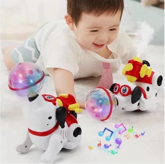 Braintastic Dancing Musical Dog, Walking Toy with Mist Spray, Flashing Lights, Sounds & 360° Rotation for Babies, Toddlers