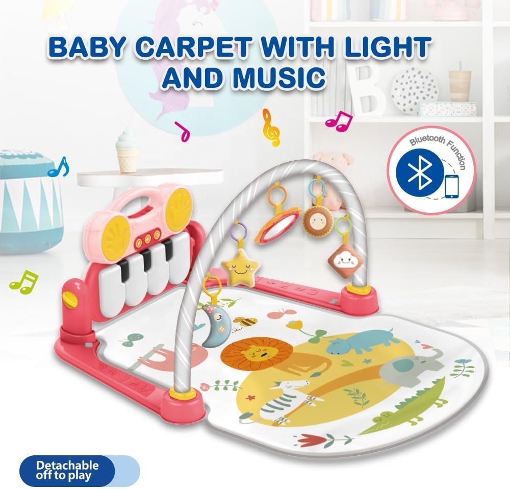 Braintastic Baby Play Mat with Bluetooth Piano – Musical Kick Keyboard Gym Mat with Hanging Toys for Newborns & Toddlers 0–36 Months