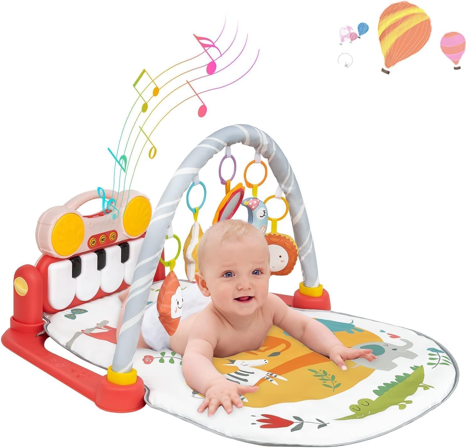 Braintastic Baby Play Mat with Bluetooth Piano – Musical Kick Keyboard Gym Mat with Hanging Toys for Newborns & Toddlers 0–36 Months