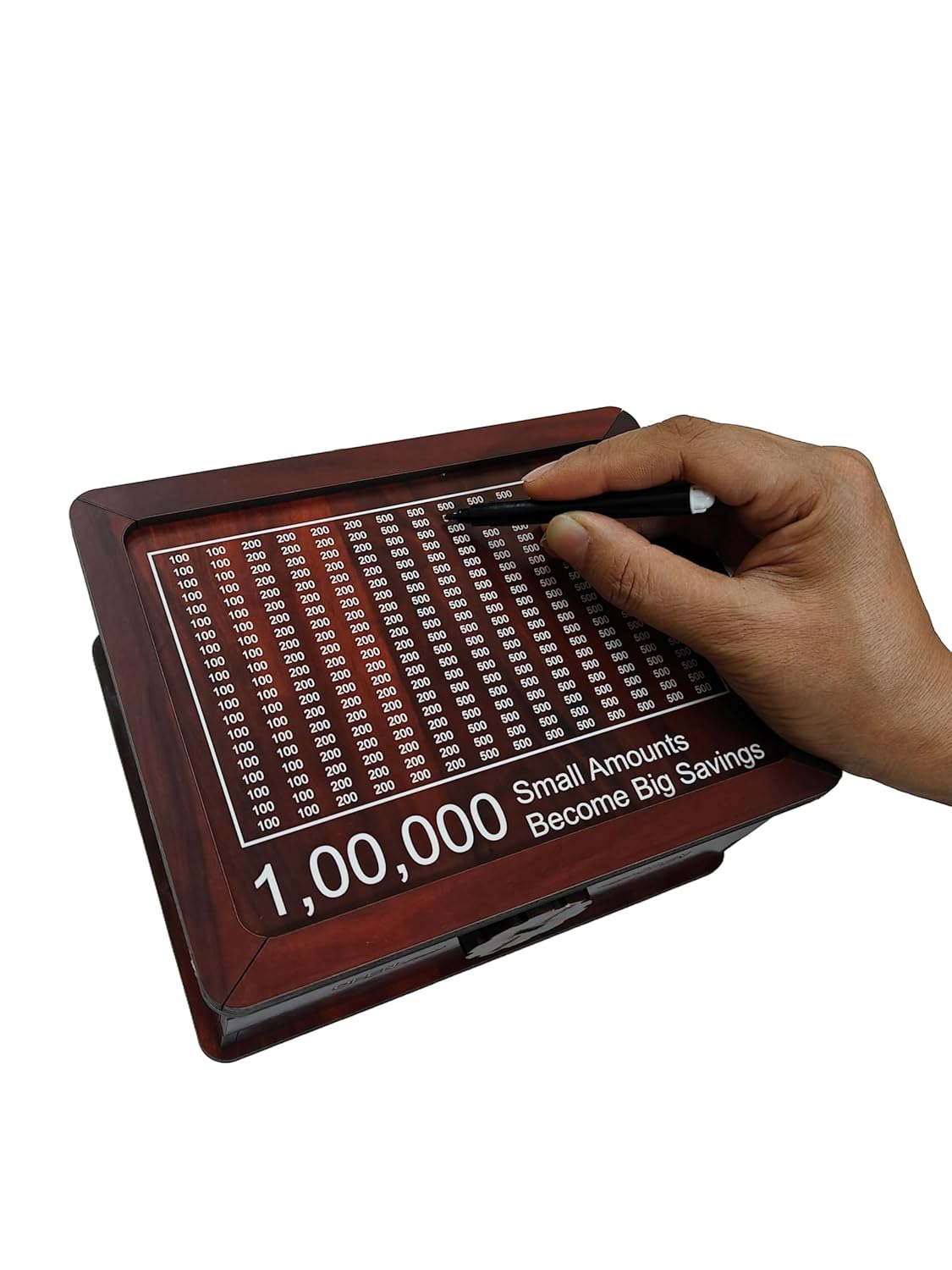 The LakhPot Money Saving Bank with Tracker Board, 100-500 Denomination Counter, Visual Progress Display Money Bank Coin Safety Vault for 100000 Target