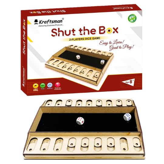 Kraftsman All Wooden Shut The Box Game | 2 Players Game