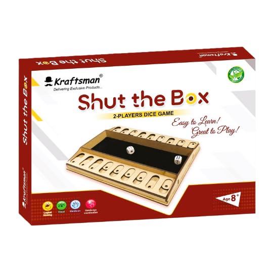 Kraftsman All Wooden Shut The Box Game | 2 Players Game