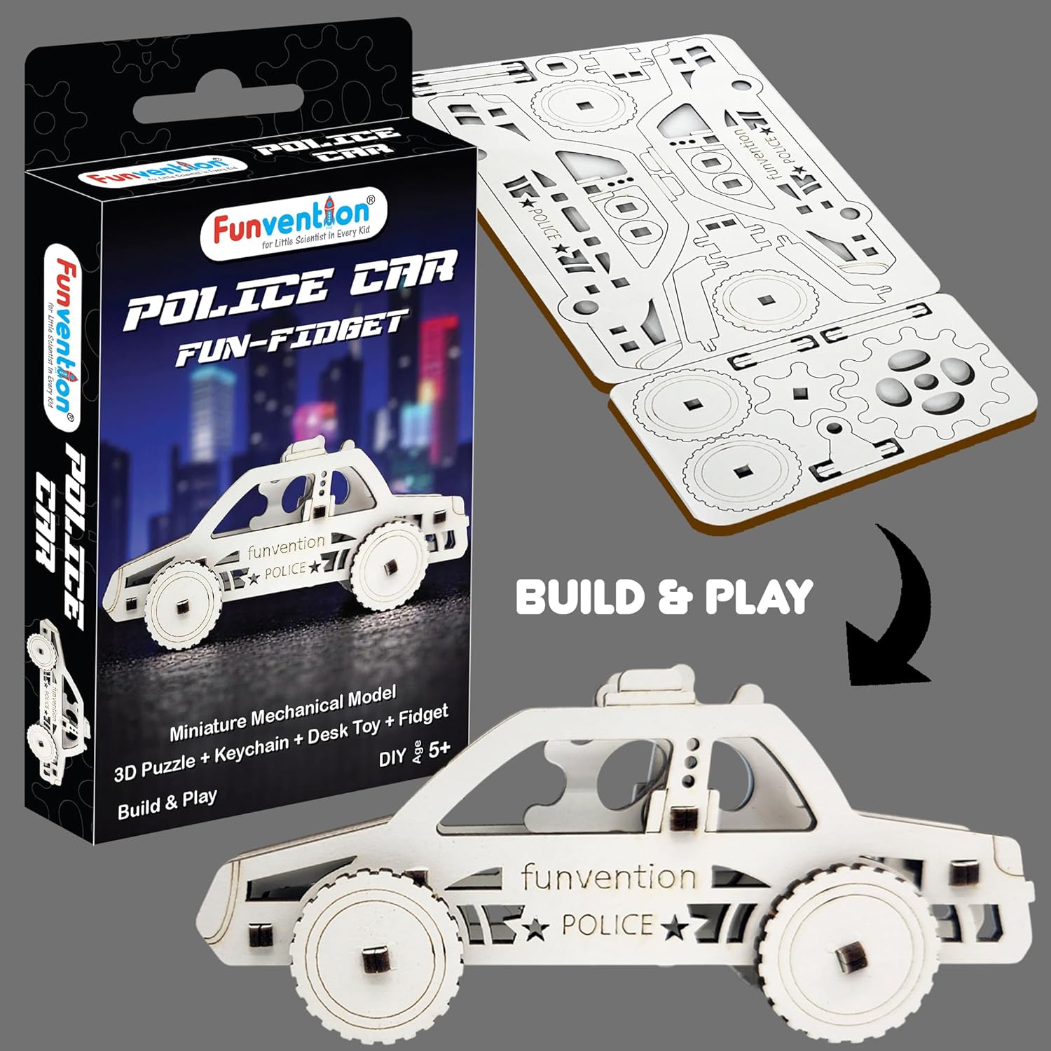 Funvention Birthday Return Gifts (Pack of 12) Fun Fidgets - Cars Series | DIY Mini Mechanical Models 3D Puzzle Return Favours for Kids Birthday Party 5+ Years Made in India Toys Return Gift