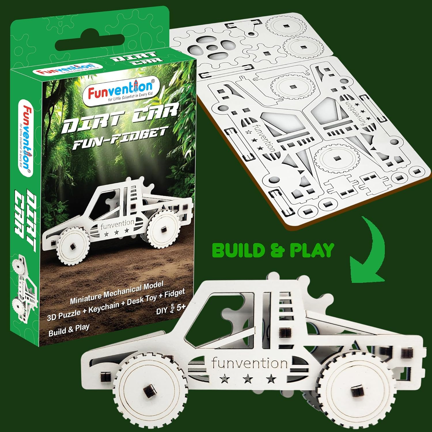 Funvention Birthday Return Gifts (Pack of 24) Fun Fidgets - Cars Series | DIY Mini Mechanical Models 3D Puzzle Return Favours for Kids Birthday Party 5+ Years Made in India Toys Return Gift