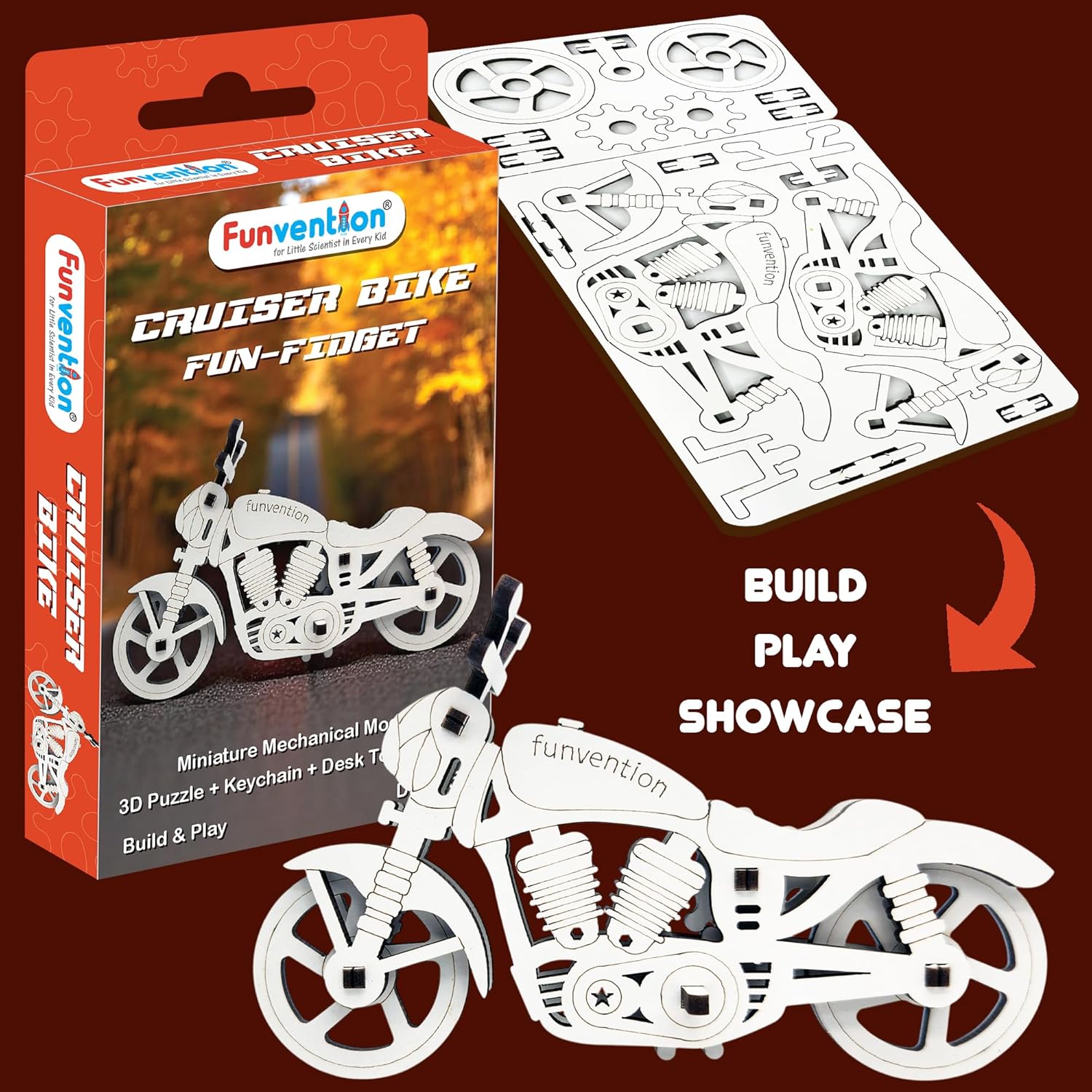 Funvention Birthday Return Gifts (Pack of 12) Fun Fidgets - Bike Series | DIY Mini Mechanical Models 3D Puzzle Return Favours for Kids Birthday Party 5+ Years Made in India Toys Return Gift