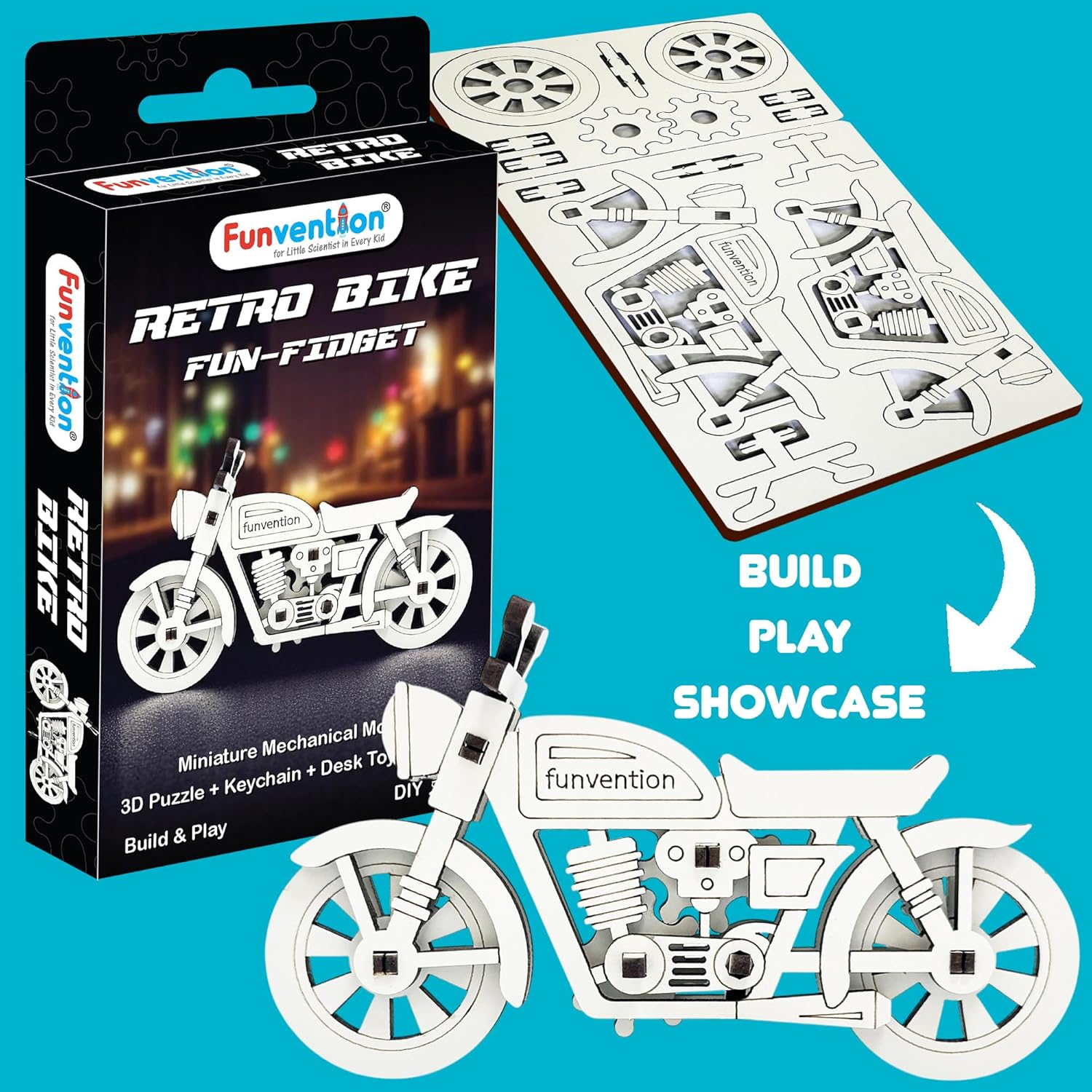 Funvention Birthday Return Gifts (Pack of 12) Fun Fidgets - Bike Series | DIY Mini Mechanical Models 3D Puzzle Return Favours for Kids Birthday Party 5+ Years Made in India Toys Return Gift