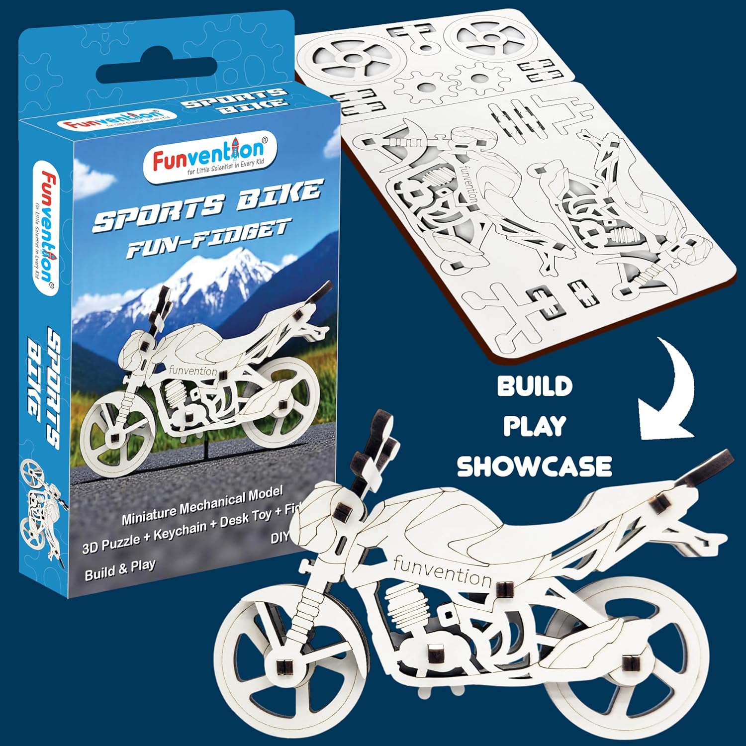 Funvention Birthday Return Gifts (Pack of 12) Fun Fidgets - Bike Series | DIY Mini Mechanical Models 3D Puzzle Return Favours for Kids Birthday Party 5+ Years Made in India Toys Return Gift