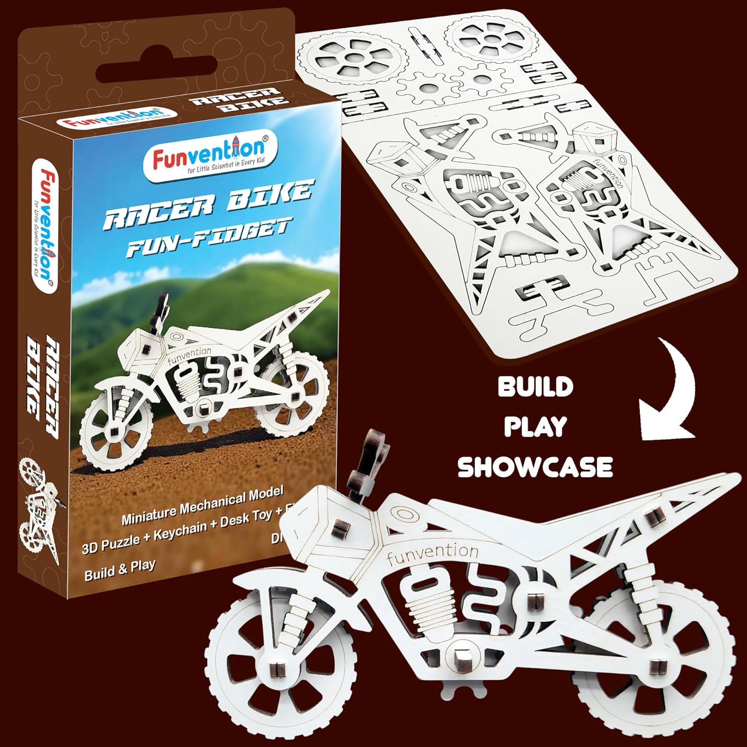 Funvention Birthday Return Gifts (Pack of 24) Fun Fidgets - Bike Series | DIY Mini Mechanical Models 3D Puzzle Return Favours for Kids Birthday Party 5+ Years Made in India Toys Return Gift