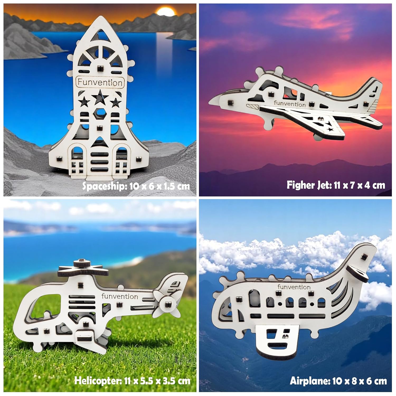 Funvention Birthday Return Gifts (Pack of 12) Fun Fidgets - Aircraft Series | DIY Mini Mechanical Models 3D Puzzle Return Favours for Kids Birthday Party 5+ Years Made in India Toys Return Gift