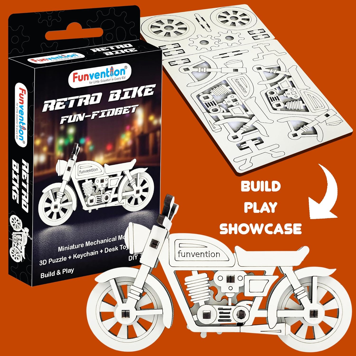 Funvention Birthday Return Gifts (Pack of 24) Fun Fidgets - Aircraft + Bike + Cars DIY Mini Mechanical Models 3D Puzzle Return Favours for Kids Birthday Party 5+ Years Made in India Toys Return Gift