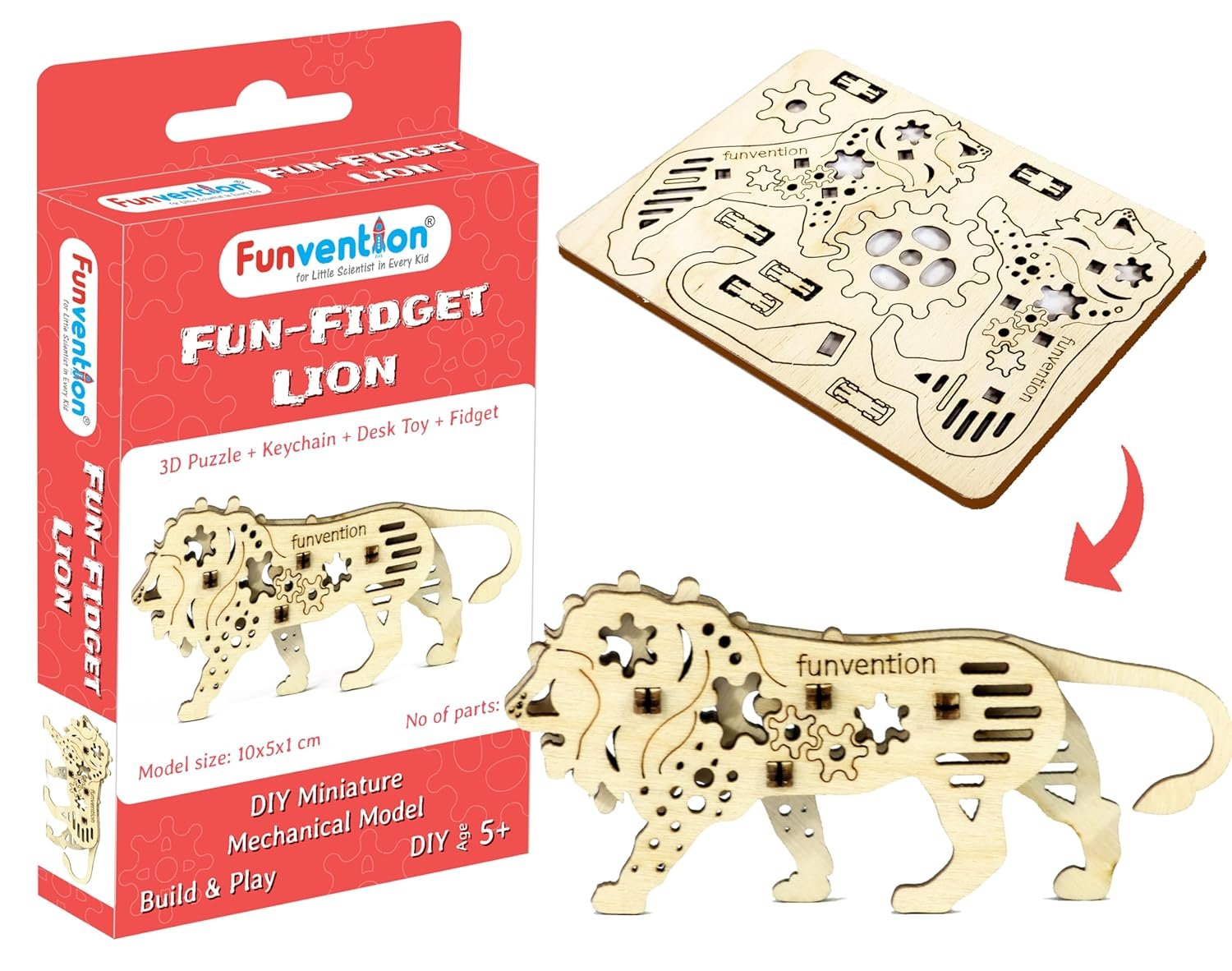 Funvention Birthday Return Gifts (Pack of 24) Fun Fidgets - Jungle & Assorted | DIY Miniature Mechanical Models 3D Puzzle Return Favours for Kids Birthday Party 5+ Years Made in India Toys