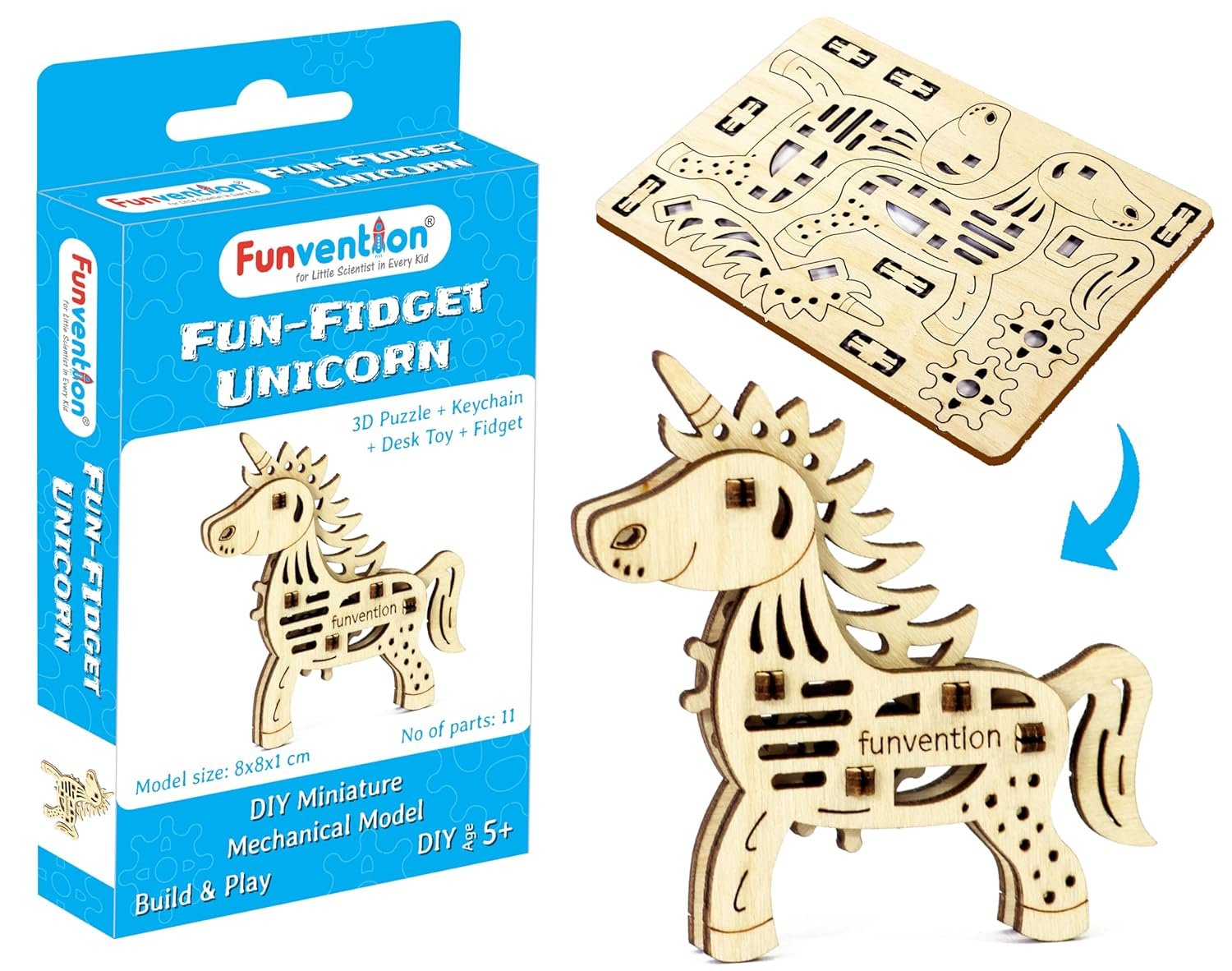 Funvention Birthday Return Gifts Pack of 12 Toys Fun Fidgets Jungle (3 x 4 DIY Miniature Mechanical Models Lion, Butterfly, Unicorn & Dino) Party Pack Return Favors for Kids Art & Craft STEM Learning