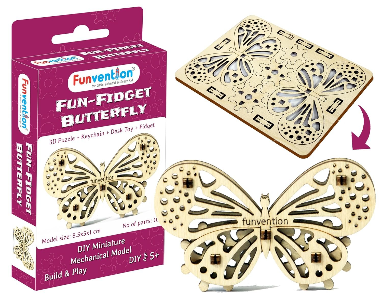 Funvention Birthday Return Gifts Pack of 12 Toys Fun Fidgets Jungle (3 x 4 DIY Miniature Mechanical Models Lion, Butterfly, Unicorn & Dino) Party Pack Return Favors for Kids Art & Craft STEM Learning