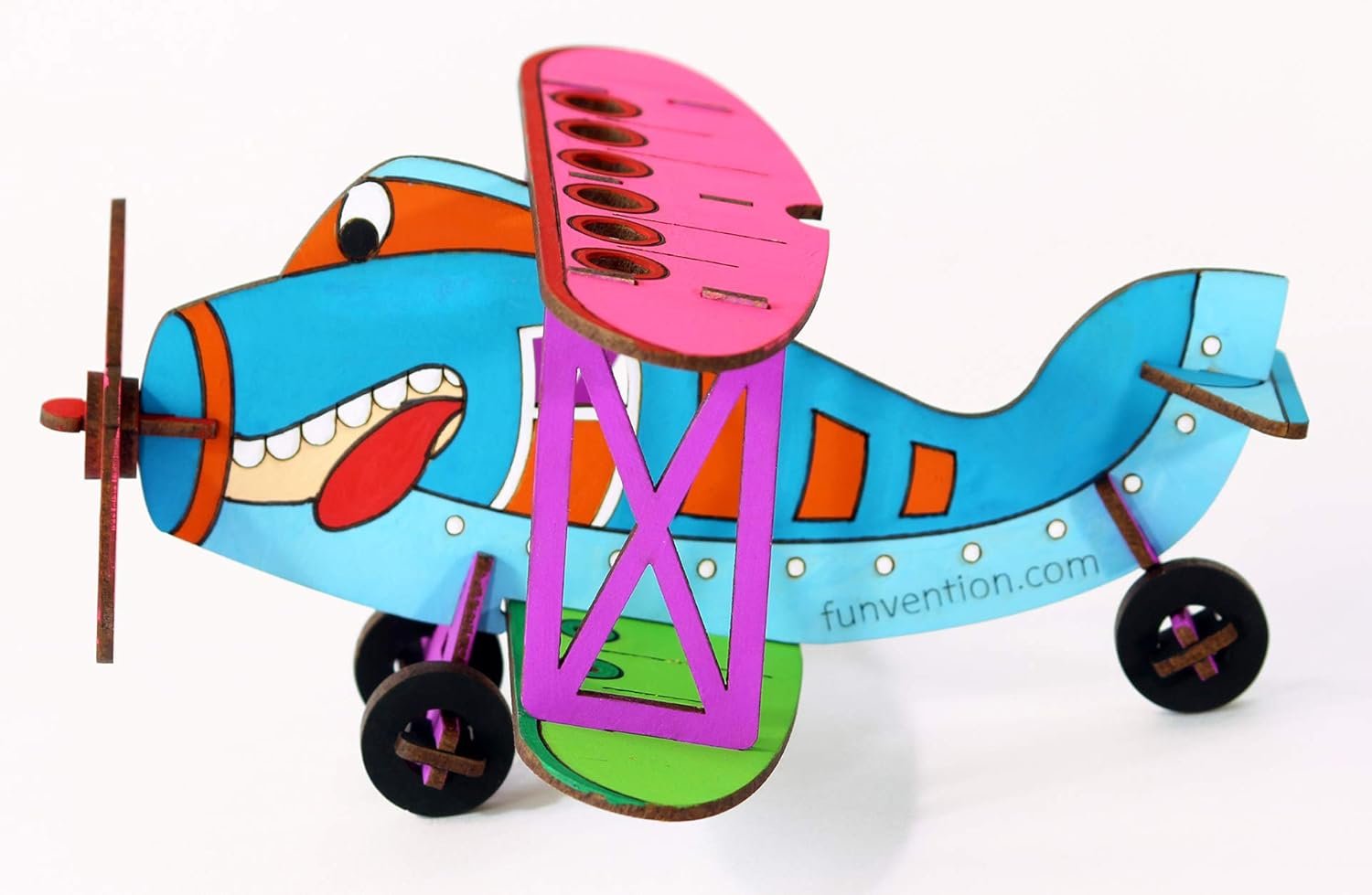 Funvention Bi-Plane - 3D Coloring Model - DIY Desk Organizer Pen Stand - STEM Leanring 3D Puzzle Toy - Art, Coloring and Painting Kit for Kids - Birthday Return Gift,3D Mechanical Do IT Yourself Toy