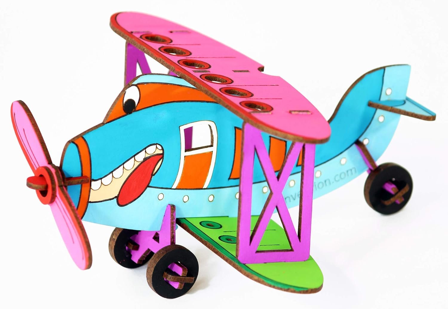 Funvention Bi-Plane - 3D Coloring Model - DIY Desk Organizer Pen Stand - STEM Leanring 3D Puzzle Toy - Art, Coloring and Painting Kit for Kids - Birthday Return Gift,3D Mechanical Do IT Yourself Toy